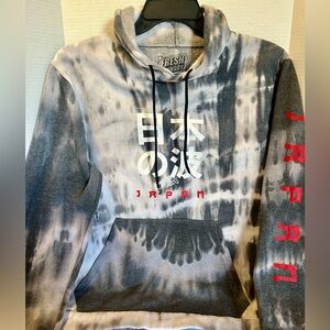 Fresh Laundry Japan Tie Dye Hoodie Sweatshirt Gray White Red Graphic Size Large
